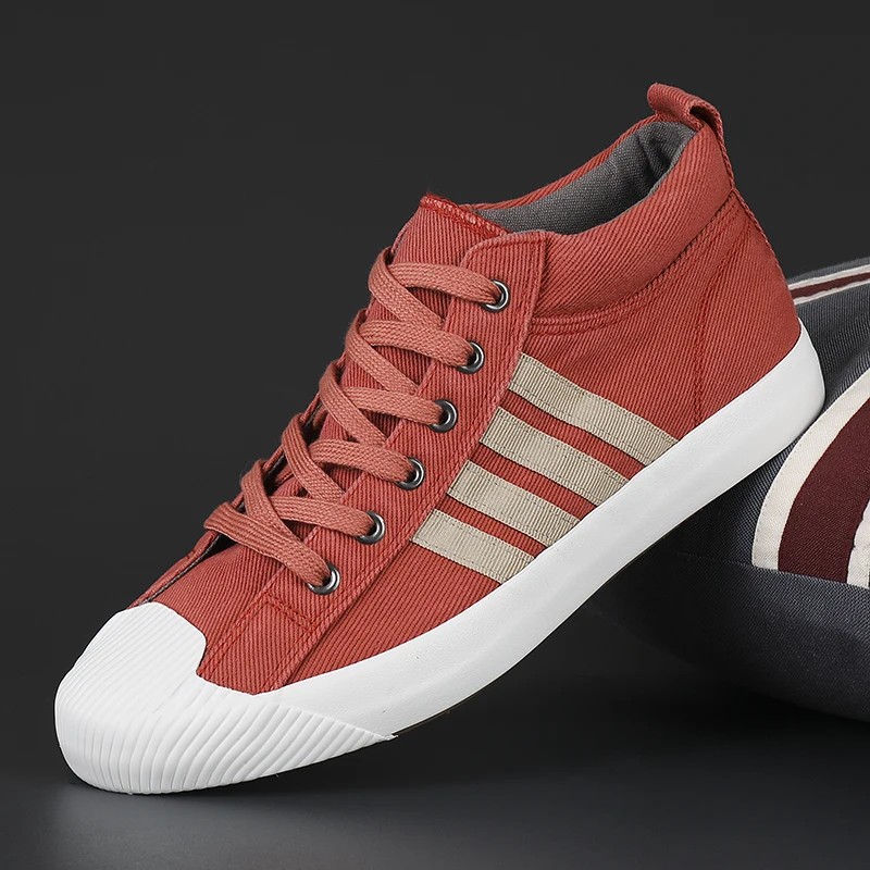 

Кроссовки унисекс на резиновой подошве, повседневные туфли из красной парусины, плоская Вулканизированная подошва, на шнуровке, для студен...