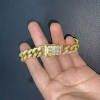 new fashion rhinestone metal chain bracelet women men hiphop cuban punk bracelets simple design gold silver color jewelry gifts