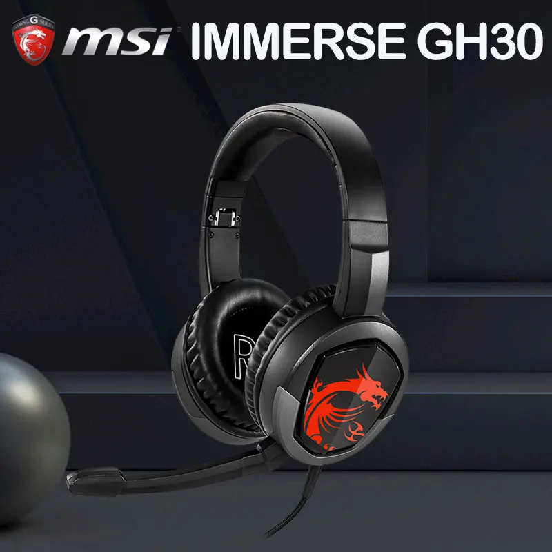 MSI GEAR IMMERSE GH30 Wired Gamer Headphones Gaming Headset With Microphone Setup RGB Noise Reduction HiFi Laptop PC Gamer New