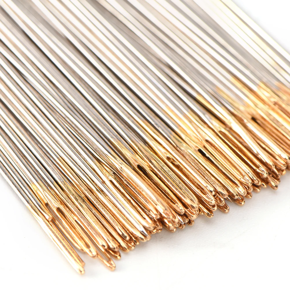 

100PCS/Lot Golden Tail Embroidery Fabric Cross Stitch Needles Size 24 For 11CT Stitch Cloth Sewing Kit