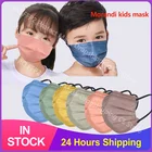 Детские одноразовые маски для лица, 4-х слойная детская маска с фильтром, дыхательные маски для рта, дышащая защитная маска