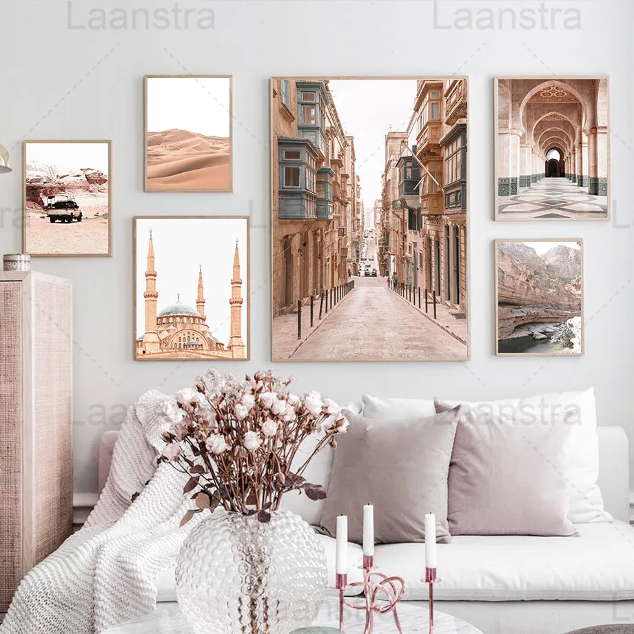 

Landscape Canvas Painting Street Architecture Home Decoration Poster Desert Rock Landform Living Room Bedroom Wall Print Picture