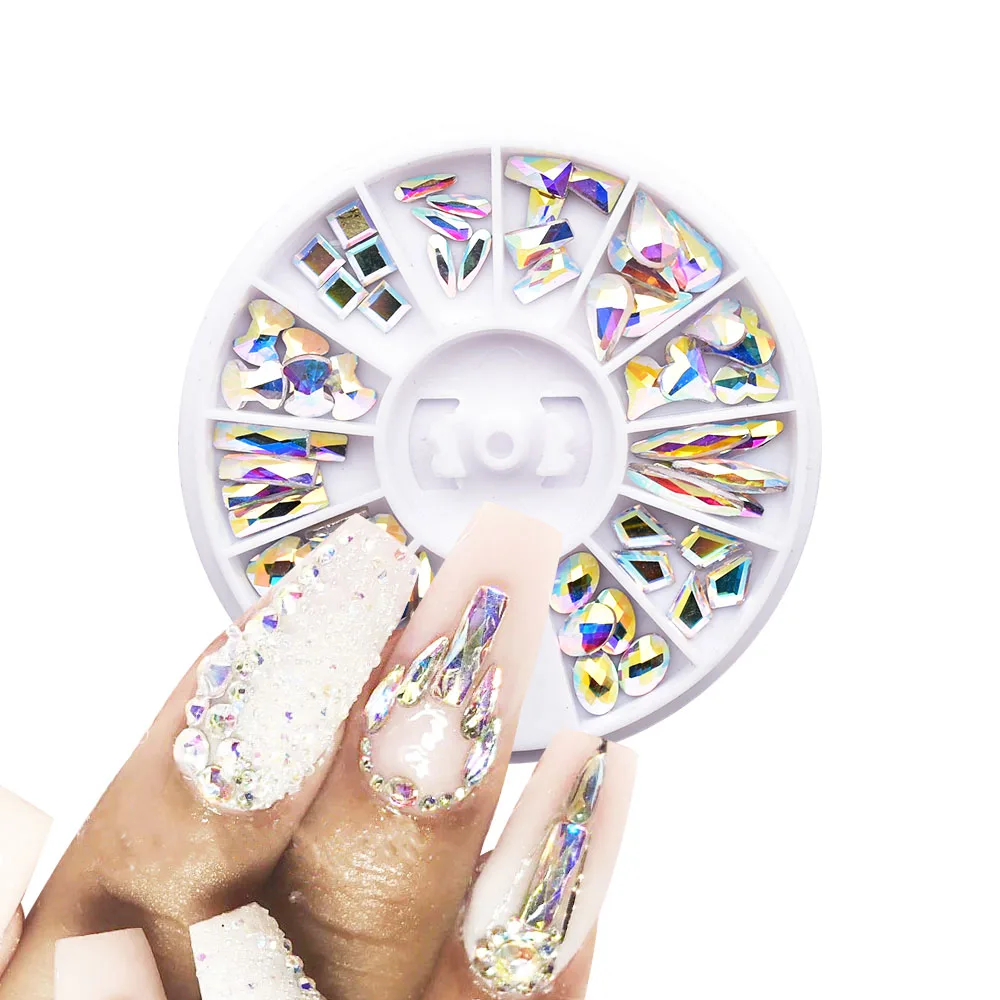 1 коробка кристалл AB Стразы для ногтей камни маникюра стеклянные драгоценные