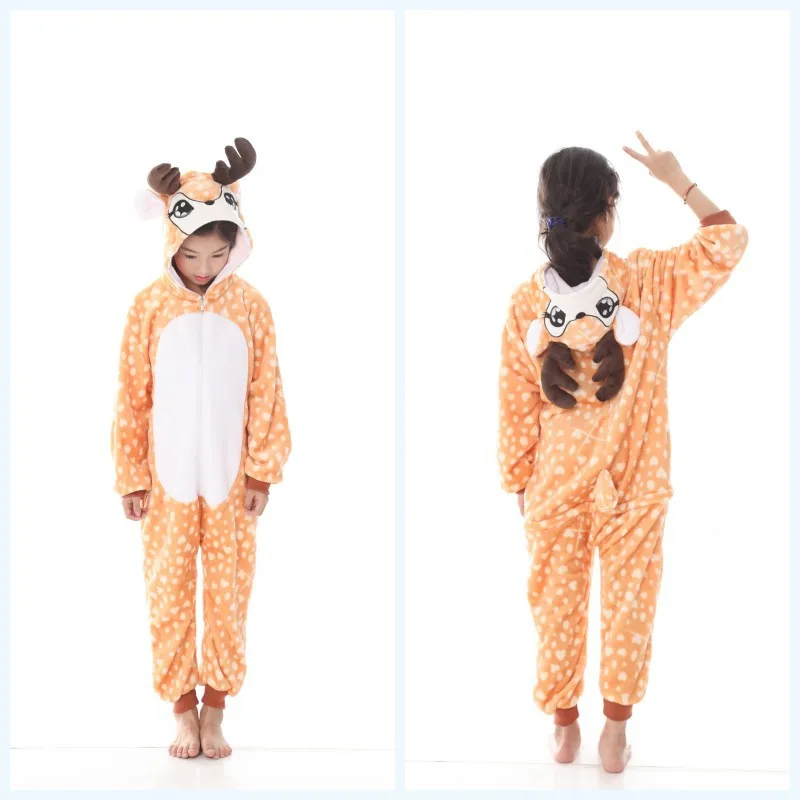 Hawiton/Детские пижамы с животными кигуруми фланелевый розовый комбинезон в виде