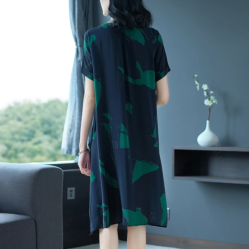 Летнее женское платье 2020 большого размера свободное шелковое миди Повседневное