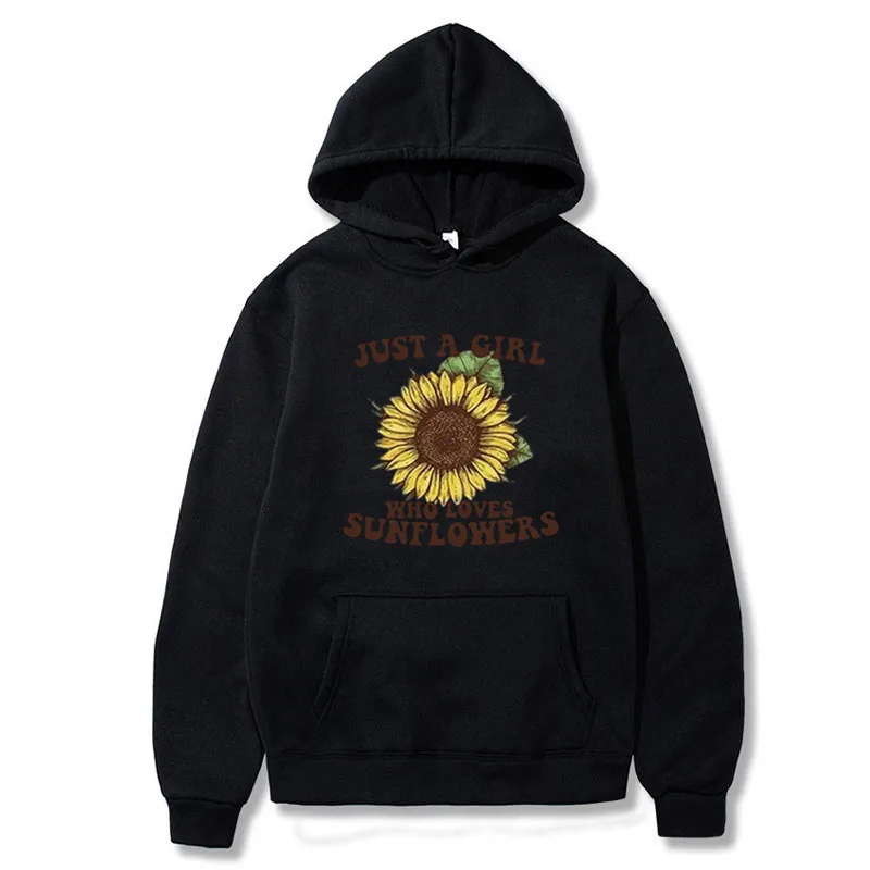 

Hot Sunflower Pattern Printed Long-Sleeved Hooded Fleece Hoodies Sweatshirt Women Fall 2020 Women Graphic Hoodie