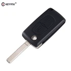 KEYYOU 2 кнопки флип складной чехол для дистанционного ключа от машины оболочка для Citroen C2 C3 C4 C5 C6 C8 с VA2HCA Blade CE0523CE0536