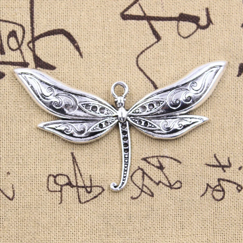 

3pcs Charms big dragonfly 40x80mm Antique Silver Color Pendants DIY Crafts Making Findings Handmade Tibetan Jewelry