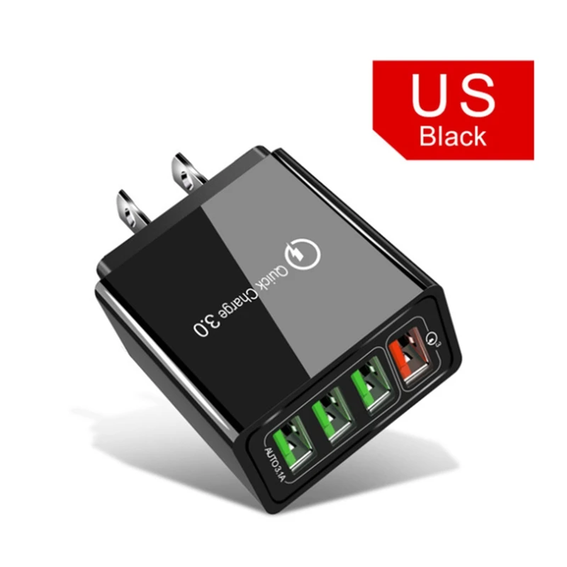 4 USB QC3.0 быстрое зарядное устройство вилка стандарта ЕС и США переносное дорожное 5