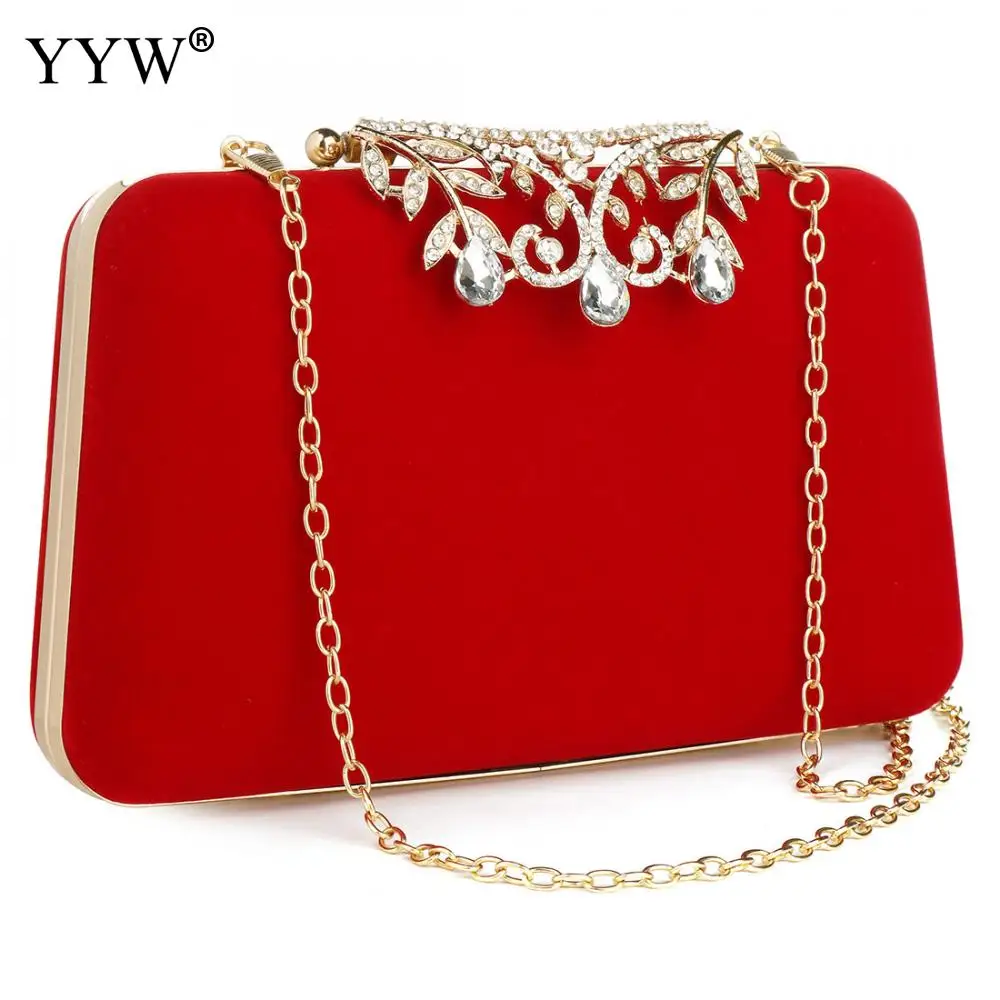 

YYW Clutches Bag Women 2020 Fashion Sling Bags Diamonds Luxury Evening Clutch Female Shoulder Bags Red Wedding Purse Party Pouch
