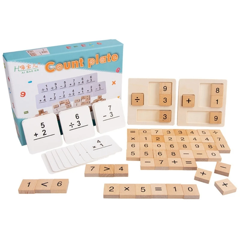 

Genuine Math Preschool Learning Kindergarten Puzzle Wooden with Number Card for Kids Early Educational Number Card Study Toy