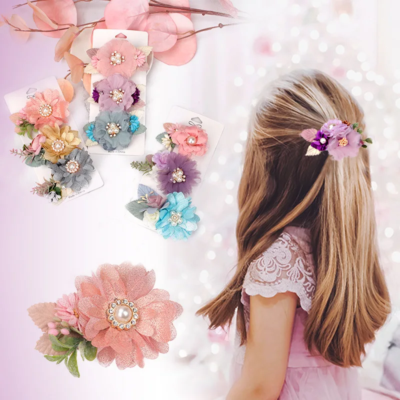

3 Pcs/Set Cute Baby Hair Clips Fashion Florals Clips Kids Girls Hairpins Children Headwear Barrettes Baby Hair Accessories