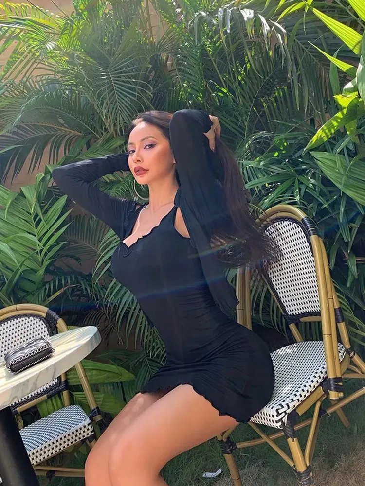 Осенний пикантный костюм XIBANI с юбкой в стиле богини комплект из двух предметов