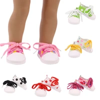 new arrival canvas shoes for 18 height girl dolls spotted lace up sneakers shoes fit 43cm doll shoes doll accessories