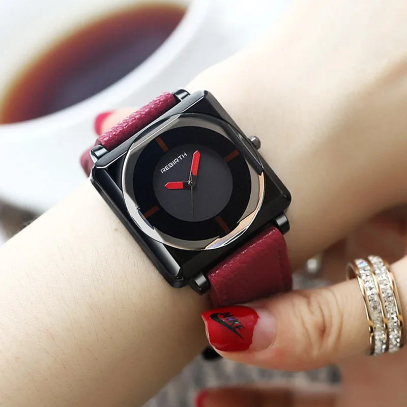 

HOT NEW Women's Watch Square Women Leather Crystal Wrist Watches Ladies Quartz relogio feminino Bracelet Saati Dropshiping