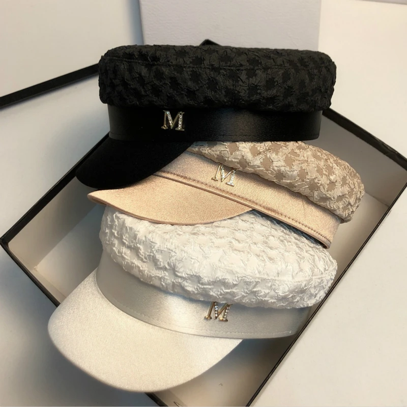 

2021 New Brand Spring New Style Pleated Breathable Navy Hat Autumn Outdoor Leisure Visor Cap Beret Hats for Women