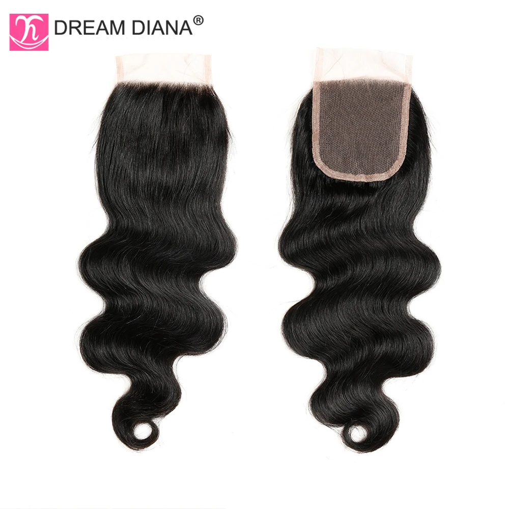 DreamDiana бразильские волнистые волосы с закрытием 8 &quot-30&quot L Remy пучками натуральных