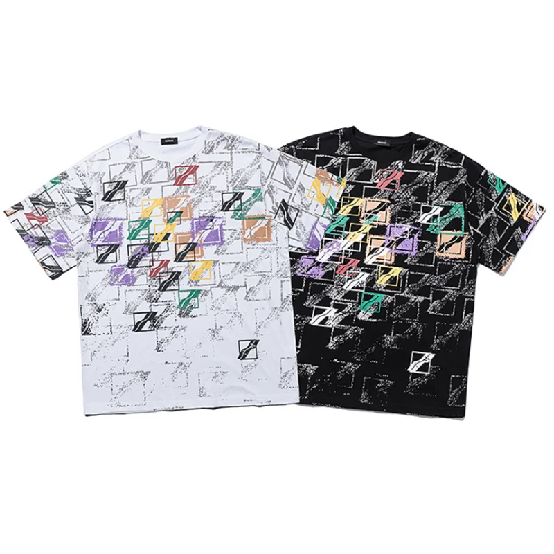 

WELLDONE color printing short-sleeved men and women couple loose T-shirt WE11DONE hip-hop bottoming shirt TEE