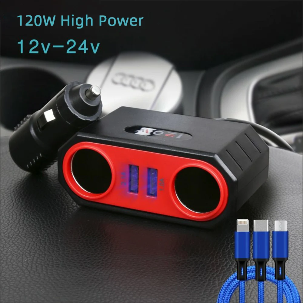Автомобильное зарядное устройство с 3 USB-портами 12-24 В | Электроника