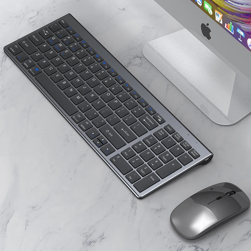 

Набор для клавиатуры и мыши, Bluetooth-совместимая тонкая перезаряжаемая USB клавиатура и мышь, комплект для iPad, Mac, Android, ПК, ноутбука «Все в одном»