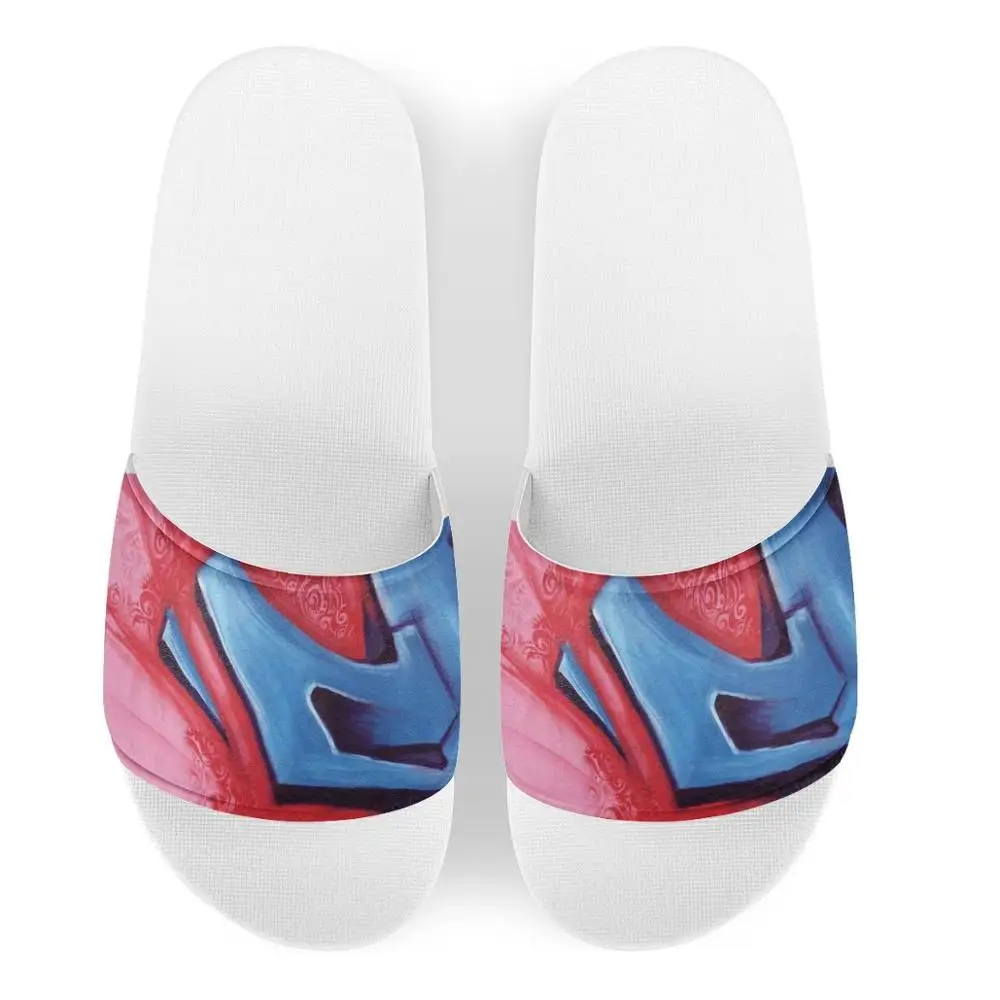 

Women Beach Shoes Pattern Custom Slippers 3D Printed Street Art Graffiti Soft Bottom Flip Flops Big Size 45 Black Girls Art