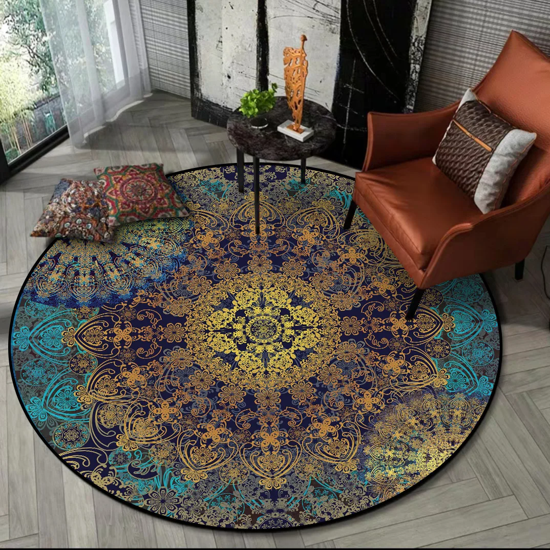 

Bohmian retro Mandala national wind living room bedroom non-slip round mat carpet