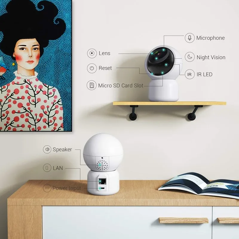 Мини-камера 3MP видеоняня обнаружение движения двухстороннее аудио Wi-Fi ip-камера