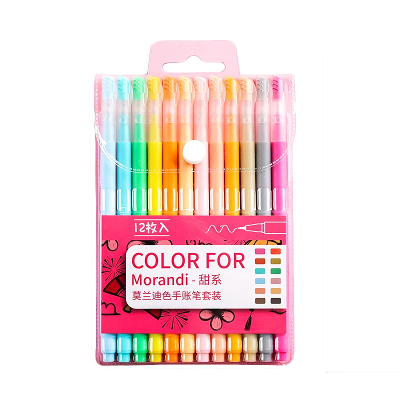 

12-Color Macaron Gel Pen Suit Morandi Colorful pens 0.4mm Cute Hand account Office Supply Student School Stationery