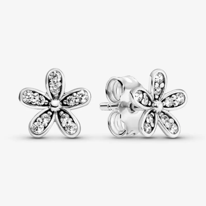 

100% 925 Sterling Silver Pan Earring Fresh And Lovely Shinning Daisy Earrings For Women Wedding Gift Fashion Jewelry