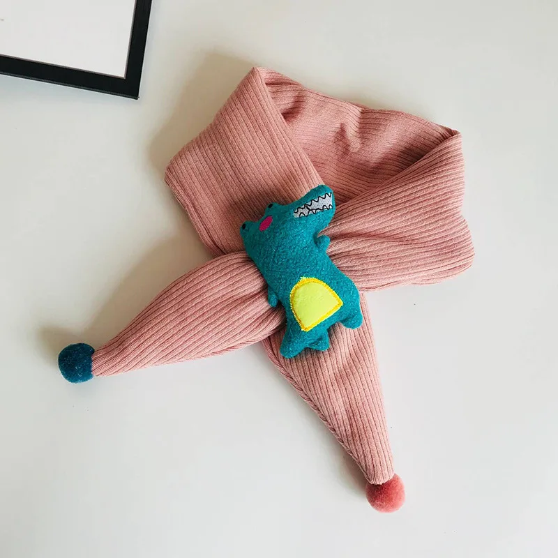 Crocodile pink Зимний милый детский шарф шарфы для мальчиков и девочек детский хлопковый шарф с меховым воротником шарфы-кольца с рисунком шейный платок - Цвет: Crocodile pink