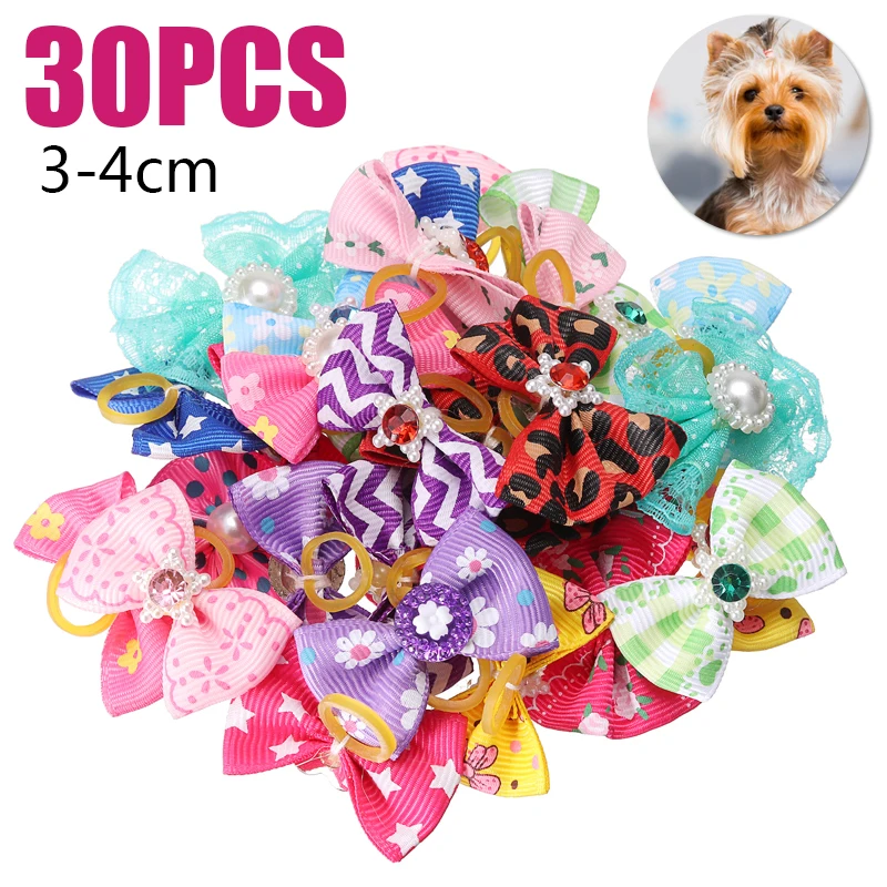 30 шт 3-4 см маленькие банты для собак аксессуары ухода за волосами заколки волос