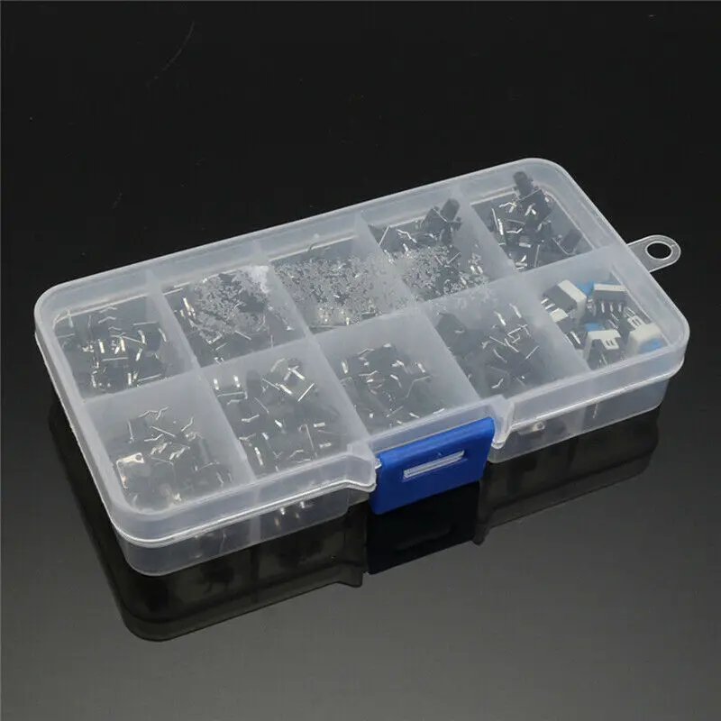 180 Pcs 10 Values Tactile Push Button Switch Mini Momentary Tact Assorted Kits | Электроника