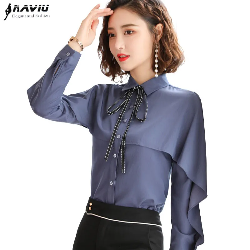 Модная дизайнерская женская рубашка новинка 2019 осенняя облегающая блузка в
