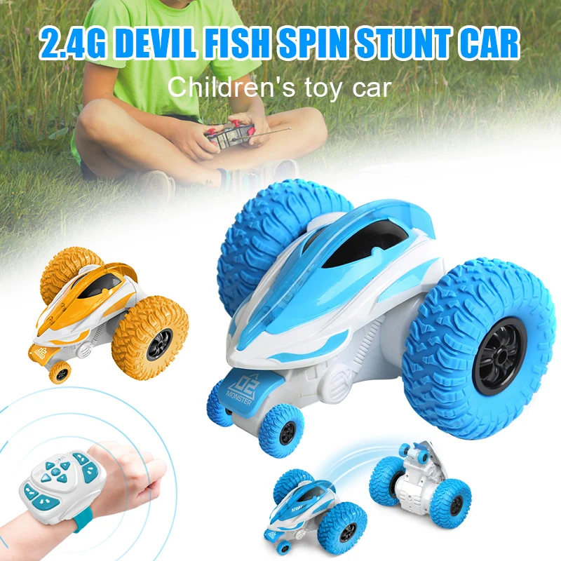 

2019 New 2.4G Rotating Stunt Car Wireless Watch Remote Control Rolling Electric Toy for Children Kids