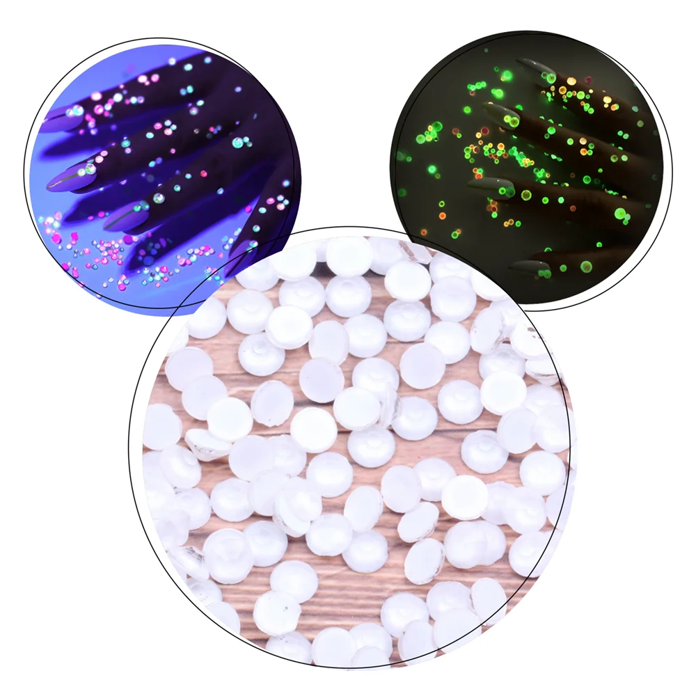 

Luminous Rhinestones ss6-ss30 Glitter Glass Gem 3D Charm Flatback Strass Fluorescence White Color Nail Art Decorations