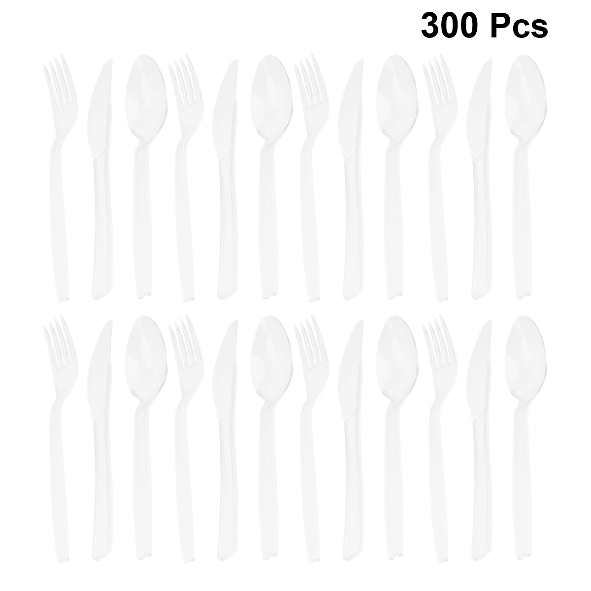 Vajilla desechable de pl&aacute;stico transparente para fiesta, cuberter&iacute;a, tenedor, cuchara para fiesta de cumplea&ntilde;os de ni&ntilde;os, 300 piezas-0