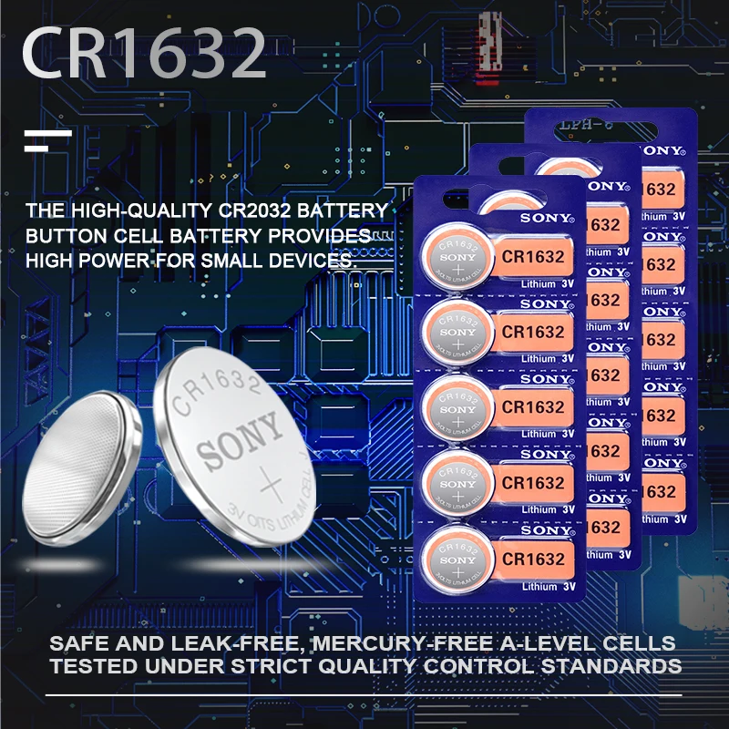 100 шт. Литиевые кнопочные батарейки Sony CR1632 3 в LM1632 BR1632 ECR1632 CR 1632 для электронных