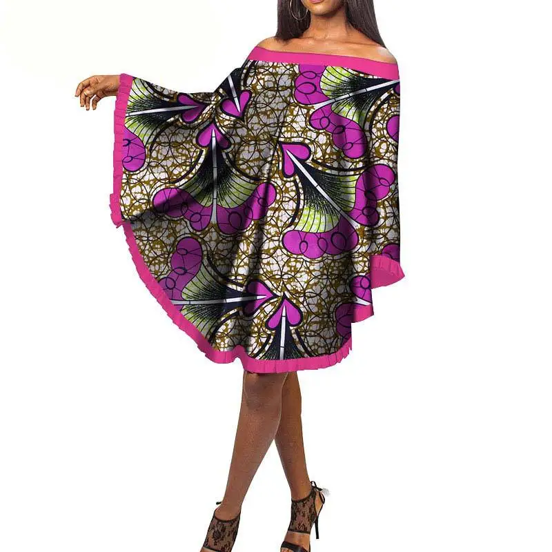 

Sexy Patchwork Skirt Suit for Women Bazin Riche Sleeve Wax Material Ankle Length Skirt Spring Autumn Lady Danshiki Dresses
