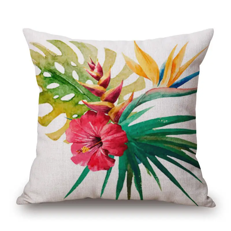 Decorative Throw Pillow Case Fashion Cotton Linen Tropical Plant Flowers Grass Cushion Cover Sofa Home Decor | Дом и сад