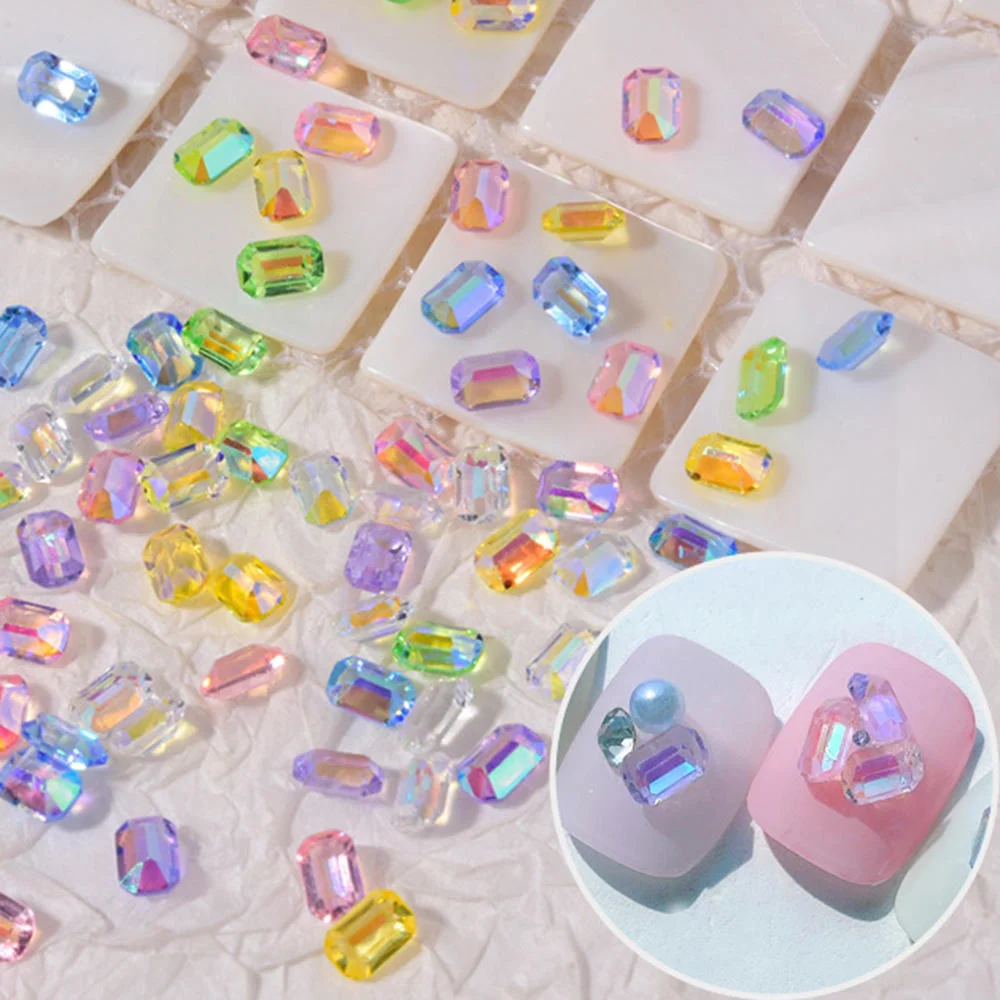 

100 PCs Nail Art Resin Square Shape Rhinestone Diamond Mix Nail Art Rhinestones DIY Nail Jewelry Accessories