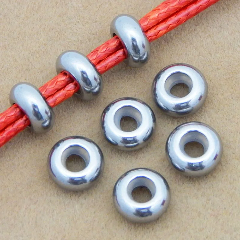 10 шт./лот кожаные браслеты из нержавеющей стали бусины с резиновым кольцом 6-10 мм