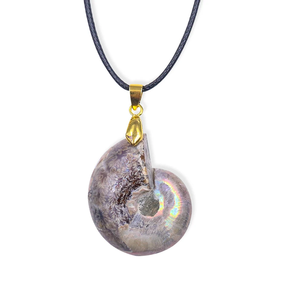 Модное ожерелье из натурального раковины необработанного камня с подвеской в