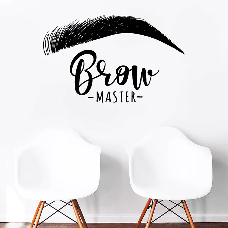 

Brow Master Wall Decal Quote Eyelashes Eyebrows Vinyl Sticker Wallpaper Brow Bar Wall Window Decoration Easy Removable
