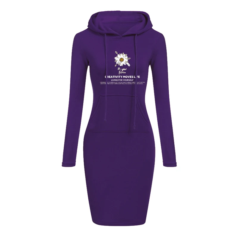 

Autumn And Winter Warm Sweater Fashion Long-sleeved Hoodie Dress Casual Winter Clothes Women's Long Skirt S-XL