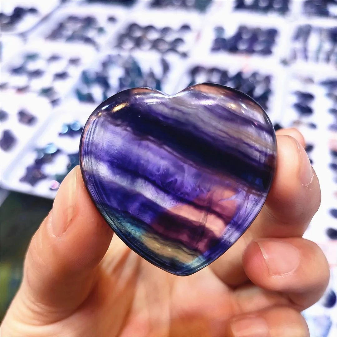 

Dropshipping Natural Fluorite Heart Crystal Rough Polished HEALING