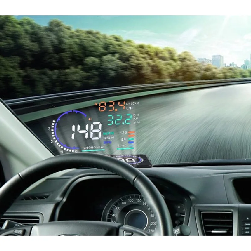 HUD A8 5," светодиодный Obd OBDII Автомобильная приборная панель на ветровом стекле дисплей OBD сканер Скорость топлива Предупреждение сигнализация диагностический инструмент HUD A8