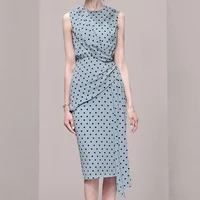 polka dot dress summer chiffon mid length slim temperament sleeveless vest french niche chic design harajuku dress