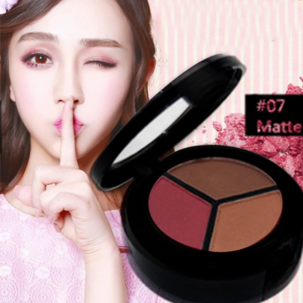 3 цвета дымчатые матовые тени для век Палитра водонепроницаемые блестящие