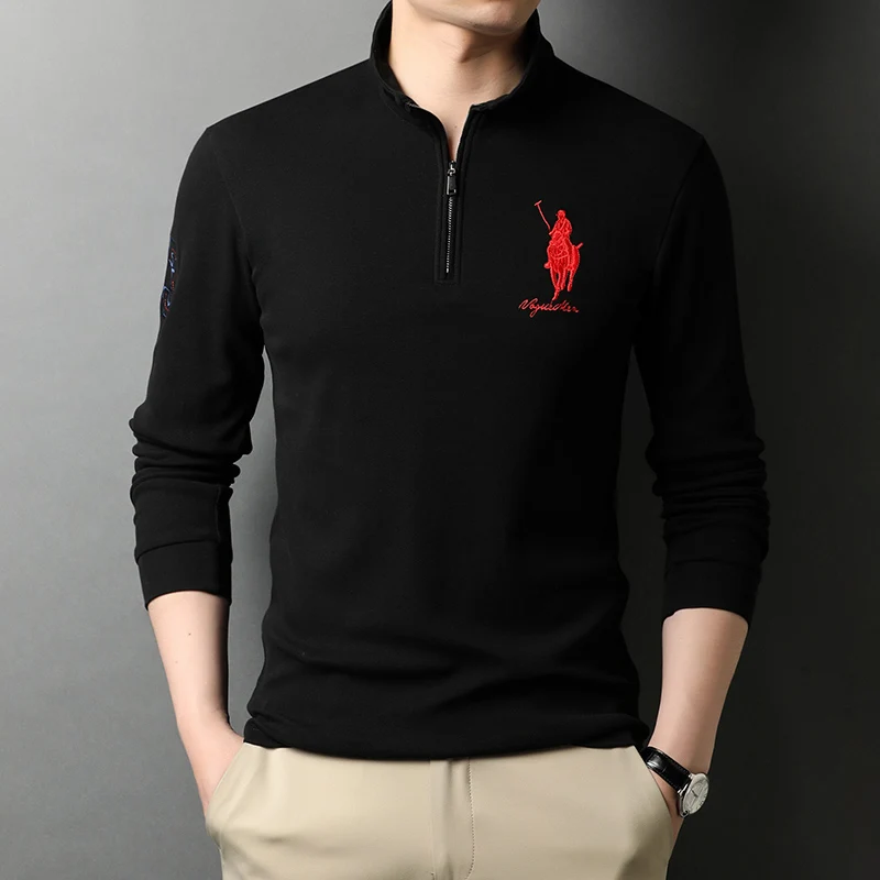 

Рубашка-поло мужская с длинным рукавом, 100% хлопок, 2022