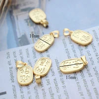 14k pendant zhaocainafu double sided frosted matte gold necklace bracelet small tag diy manual pendant accessories